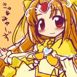  blush cure_muse cure_muse_(yellow) ikkyuu long_hair magical_girl orange_background orange_hair precure red_eyes shirabe_ako sketch solo suite_precure 