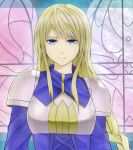  agrias_oaks armor blonde_hair blue_eyes braid final_fantasy final_fantasy_tactics highres long_hair single_braid smile solo youtike 