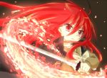  ariuo bad_id coat fire long_hair red_eyes red_hair redhead school_uniform serafuku shakugan_no_shana shana sword weapon 