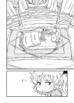  :o bed bed_sheet between_legs comic detached_wings door flandre_scarlet from_above hair_ribbon hand_between_legs monochrome nightgown pillow pointy_ears ribbon rug short_hair side_ponytail silent_comic sitting sleepy solo sonson_(eleven) stuffed_animal stuffed_toy teddy_bear touhou waking_up wariza wings 