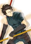  absurdres ahoge belt black_hair fate/zero fate_(series) gae_buidhe gae_dearg highres hongmao lancer_(fate/zero) male solo yellow_eyes 