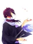  colored hakuouki_shinsengumi_kitan long_hair profile purple_hair saitou_hajime_(hakuouki) simple_background solo sword weapon white_background yamazaki_nanahachi 