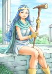  blue_hair boots cape circlet dragon_quest dragon_quest_iii gloves lips long_hair sage_(dq3) sitting staff taruya 