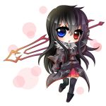  bellezza_felutia black_hair blue_eyes boots heterochromia jacket long_hair original red_eyes shirt skirt solo sword trap weapon 