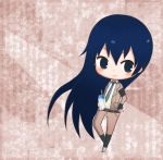  adult blue_eyes blue_hair chibi long_hair necktie persona persona_4 persona_x_detective shirogane_naoto smile solo 