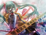  aqua_hair caution_tape goggles hatsune_miku keep_out radiation_symbol spray_can twintails vocaloid 