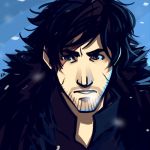  a_song_of_ice_and_fire black_hair exmakina facial_hair grey_eyes headshot jon_snow lowres male scar short_hair solo stubble 