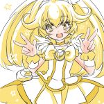  blonde_hair cure_peace double_v dress ichihara2929 kise_yayoi long_hair magical_girl precure skirt smile smile_precure! solo star v white_background yellow yellow_dress yellow_eyes 