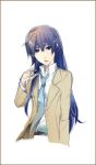  1girl adult blue_eyes blue_hair long_hair necktie persona persona_4 persona_x_detective shirogane_naoto solo 