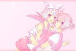  agi_(holic2007) cherry_blossoms kagamine_len kagamine_rin petals pink pink_eyes pink_hair vocaloid 