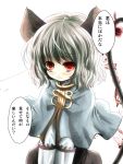  animal_ears blush grey_hair kurona mouse_ears mouse_tail nazrin red_eyes short_hair solo tail touhou translated translation_request 