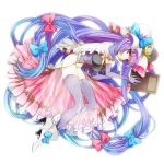 book capelet corsage corset crescent elbow_gloves gloves hair_ribbon hat hinabu long_hair looking_at_viewer panties patchouli_knowledge purple_eyes purple_hair purple_legwear purple_panties ribbon see-through skirt solo thigh-highs thighhighs touhou underwear very_long_hair violet_eyes 