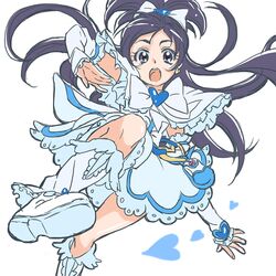  :o black_eyes black_hair boots bow brooch cure_white dress futari_wa_precure futari_wa_precure_max_heart gloves half_updo heart ichihara2929 jewelry long_hair magical_girl open_mouth precure ribbon solo white_background white_dress yukishiro_honoka 