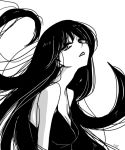  bare_shoulders bishoujo_senshi_sailor_moon black_hair flat_gaze high_contrast hino_rei lisginka long_hair monochrome signature solo white_background 