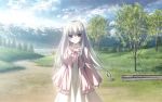  albino chikotam cloud clouds eden eden*_they_were_only_two_on_the_planet game_cg long_hair minori mountain nature red_eyes ribbon scenery sion_(eden) sky tree white_hair 
