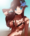  1girl bikini blue_(pokemon) blue_eyes breasts brown_hair cleavage female pokemon pokemon_special solo swimsuit 