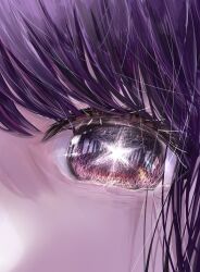  1girl close-up commentary_request eye_focus highres hoshino_ai looking_at_viewer oshi_no_ko purple_hair rayamamami solo star-shaped_pupils star_(symbol) symbol-shaped_pupils teardrop violet_eyes 