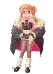  :3 andro_gs bare_shoulders blonde_hair blush chest_bow flat_chest gyaru hair_ornament hands_on_own_hips heart heart_hair_ornament heartsync highres leg_warmers loli medium_hair midriff mole mole_under_mouth multicolored_hair navel pantyhose pink_hair siena_olena star_pendant twintails two-tone_hair violet_eyes virtual_youtuber 