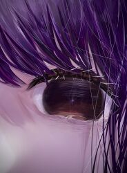 1girl blank_eyes close-up commentary_request eye_focus highres hoshino_ai looking_at_viewer oshi_no_ko purple_hair rayamamami solo star-shaped_pupils star_(symbol) symbol-shaped_pupils teardrop violet_eyes 