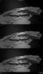  3d absurdres building commentary company_logo company_name concept_art copyright_logo copyright_name dated english_commentary eve_online grey_background greyscale highres logo maya_(medium) monochrome no_humans official_art photoshop_(medium) science_fiction sobaku-chiuchiu space_station spacecraft upwell_consortium_(eve_online) 
