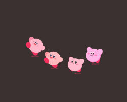  artist_name blue_eyes blush brown_background commentary highres kirby kirby_(series) no_humans open_mouth red_shoes rizu_(rizunm) shoes simple_background whiskers 