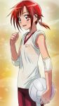  ball bra gym_shorts hair_ornament hairclip haruyama hino_akane lingerie precure red_eyes red_hair redhead see-through short_hair sleeves_rolled_up smile_precure! solo sportswear underwear volleyball 