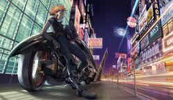  city crow_hogan duel_monster fudou_yuusei headband helmet male motor_vehicle motorcycle night orange_hair vehicle yna yu-gi-oh! yuu-gi-ou yuu-gi-ou_5d&#039;s yuu-gi-ou_5d's 