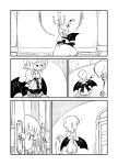  bat_wings bow candle candlestand candlestick comic door flandre_scarlet large_bow monochrome multiple_girls no_hat no_headwear open_door open_mouth peeking pointy_ears remilia_scarlet short_hair siblings silent_comic sisters skirt skirt_set sonson_(eleven) stretch touhou underwear underwear_only undressing wings wrist_cuffs 