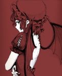  back bat_wings bust curry_man dress fingernails hat long_fingernails monochrome open-back_dress pointy_ears profile red remilia_scarlet sharp_fingernails sharp_nails short_hair solo touhou wings 