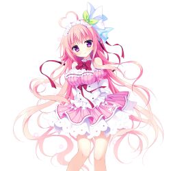  >:) 1girl ahoge arms_behind_back bare_shoulders blush bow bowtie breasts buttons closed_mouth detached_sleeves dress feet_out_of_frame frilled_dress frilled_sleeves frills game_asset haru_haru_(koikoko) heart heart_ahoge highres juliet_sleeves koi_suru_kokoro_to_mahou_no_kotoba large_breasts large_variant_set long_hair long_sleeves looking_at_viewer maid_headdress non-web_source pink_dress pink_hair pink_sleeves puffy_sleeves red_bow red_bowtie self-datamine shiromochi_sakura short_dress single_hair_intake solo standing star_(symbol) transparent_background v-shaped_eyebrows variant_set vertical-striped_sleeves very_long_hair violet_eyes white_background 