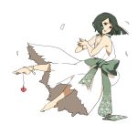  barefoot bow cosplay crossdressinging dress enmiria fate/zero fate_(series) feathers green_eyes green_hair jewelry male necklace nier parody short_hair solo solocrossdressinging trap waver_velvet yonah yonah_(cosplay) 