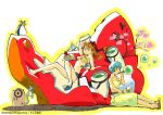  artist_request ayanami_rei bandeau belt bird blowing_bubbles blue_eyes blue_hair breasts bubble_blowing crop_top cup eva_02 gainaxtop lying mecha midriff multiple_girls neon_genesis_evangelion official_art orange_hair penguin penpen potato_chips reading red_eyes sandals short_shorts shorts sitting skirt soryu_asuka_langley souryuu_asuka_langley tubetop under_boob underboob 