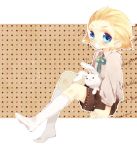  akihira bad_id blonde_hair blue_eyes fang fate/zero fate_(series) kayneth_archibald_el-melloi male stuffed_animal stuffed_bunny stuffed_toy young 
