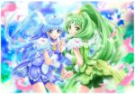  aoki_reika bike_shorts blue_dress blue_eyes blue_hair bowtie brooch cure_beauty cure_march dress green_dress green_eyes green_hair hair_tubes head_wings jewelry long_hair magical_girl midorikawa_nao multiple_girls payot ponytail precure shorts_under_skirt skirt smile_precure! tiara tippy_mixx tri_tails wrist_cuffs 