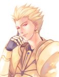  armor bad_id blonde_hair earrings fate/zero fate_(series) gilgamesh jewelry kamemushi male red_eyes solo 