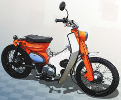  commentary_request gradient_background highres honda honda_super_cub motor_vehicle motorcycle no_humans real_life rrrr_(user_krky7724) vehicle_focus white_background 