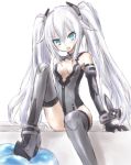  :d aqua_eyes bare_shoulders black_heart blush breasts buran_(kure) choujigen_game_neptune cleavage dogoo elbow_gloves gloves kami_jigen_game_neptune_v long_hair looking_at_viewer noire open_mouth sitting smile solo stepping symbol-shaped_pupils thighhighs twintails very_long_hair white_hair 