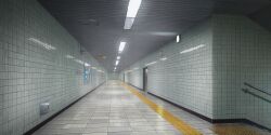  ad_(object) ceiling_light game_asset highres no_humans railing scenery subway_station tactile_paving third-party_source tile_floor tile_wall tiles touhou touhou_lostword 