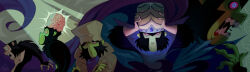  1boy angry artist_name bag bag_over_head black_eyes black_fur blue_scarf blue_tunic brain brown_coat cape capsule_helmet chimpanzee coat colored_sclera colored_skin commentary crossed_arms english_commentary exposed_brain facing_viewer from_side frown gloves green_background green_skin hands_on_own_head helmet highres looking_at_viewer looking_down looking_to_the_side looking_up male_focus milch3442 mojo_jojo open_mouth paper_bag pink_sclera powerpuff_girls progression purple_cape sad scarf sharp_teeth sleeveless solo straight-on teeth topless_male tunic white_gloves 
