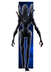  alien alien_(1979) alien_(series) clenched_teeth commentary_request fangs glowing highres jaws monster nebula no_humans science_fiction sketch space taiga_hiroyuki teeth walking_towards_viewer xenomorph 