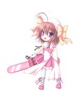  brown_hair chainsaw chibi haruna_(kore_wa_zombie_desu_ka?) kore_wa_zombie_desu_ka? kuena purple_eyes violet_eyes 