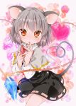 animal_ears bare_legs grey_hair heart heart_tail jewelry jigatei_(omijin) looking_at_viewer mouse_ears nazrin omijin pendant red_eyes short_hair skirt solo tail touhou