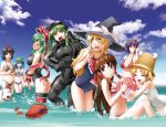  :d ^_^ ak-74 aki_minoriko aki_shizuha ass assault_rifle ball beachball bikini black_hair blonde_hair blush braid breasts byeontae_jagga camera cleavage closed_eyes cloud diving_mask diving_suit eyes_closed green_hair gun hakurei_reimu hat highres inubashiri_momiji inubashiri_momiji_(wolf) kagiyama_hina kawashiro_nitori kirisame_marisa kochiya_sanae large_breasts long_hair moriya_suwako mountain_of_faith multiple_girls navel o-ring_bottom o-ring_top open_mouth purple_hair rebreather red_eyes rifle school_swimsuit shameimaru_aya shiny shiny_skin short_hair sitting sky smile strap_gap swimsuit thigh-highs thigh_gap thighhighs tokin_hat touhou underboob weapon white_school_swimsuit wolf yasaka_kanako yellow_eyes yin_yang 