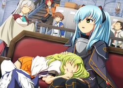  3girls character_request eiyuu_densetsu elie_macdowell falcom half_updo kea lloyd_bannings multiple_boys multiple_girls randy_orlando sergei_lou shirosame thighhighs tio_plato zeit zero_no_kiseki 