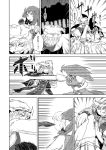  afterimage battle braid comic fox_tail hat hong_meiling long_hair monochrome multiple_girls multiple_tails no_eyes no_hat no_headwear slit_pupils speed_lines tail touhou translated translation_request tree twin_braids yakumo_ran yokochou 