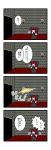  4koma ascot black_wings brick_wall candle comic dora_e flying_sweatdrops hand_to_mouth head_wings highres koakuma long_hair open_mouth red_hair redhead skirt solo surprised sweat sweatdrop touhou translation_request wings 