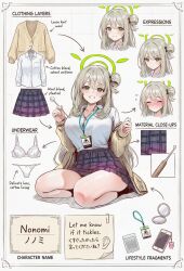 1girl blue_archive character_sheet ear_cleaning halo long_hair looking_at_viewer nonomi_(blue_archive) underwear