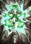  1girl alternate_costume electricity genderswap green_eyes green_hair highres league_of_legends nam_(valckiry) personification short_hair skirt slippers solo xerath 