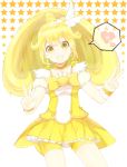  :d besi323 bike_shorts blonde_hair blush bow choker cure_peace double_v dress earrings hair_ornament heart highres jewelry kise_yayoi long_hair magical_girl open_mouth ponytail precure shorts_under_skirt skirt smile smile_precure! solo v wrist_cuffs yellow_dress yellow_eyes 