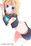  bent_over blonde_hair blue_eyes butt_crack downpants hair_ornament hairclip kagamine_rin loli short_hair simple_background solo top-down_bottom-up vocaloid wakkoro 